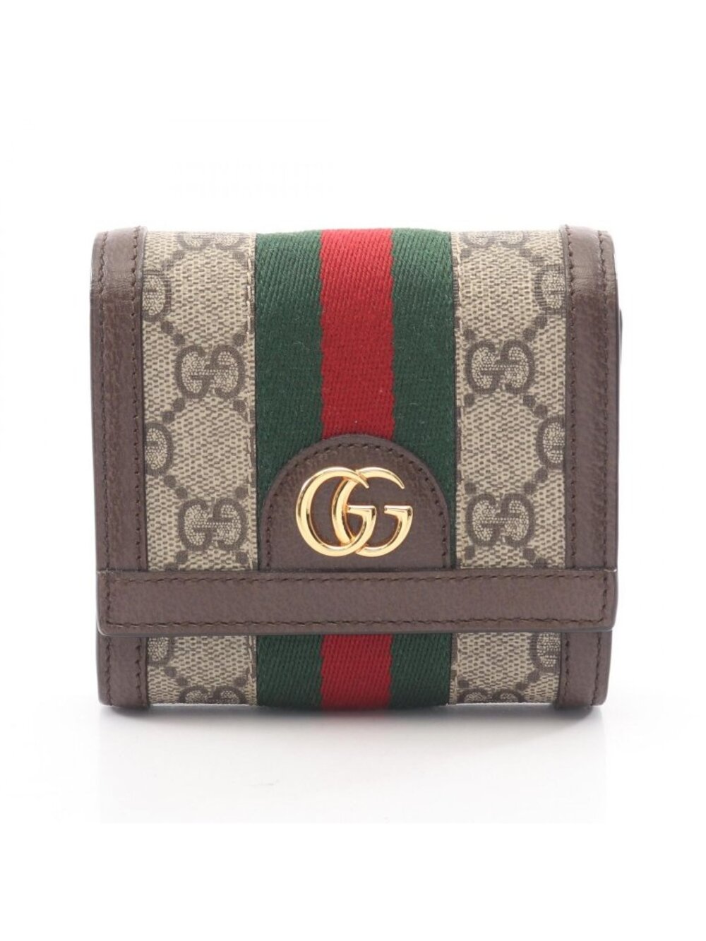 Gucci Bifold Wallet Ophidia GG Supreme Beige Dark Brown Leather Canvas Marmont - Picture 1 of 5